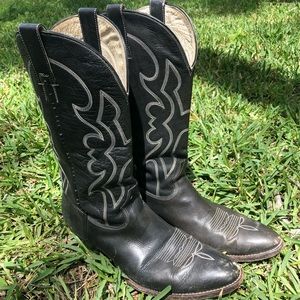 Botas Romero Black Leather Cowboy Boots